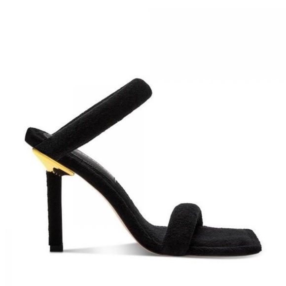 NEW Good American Women's Terry Slip On High Heel Sandals in Black - Picture 4 of 8